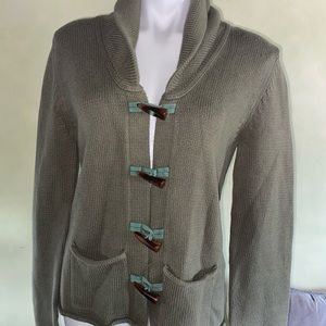 Toggle sweater in olive green